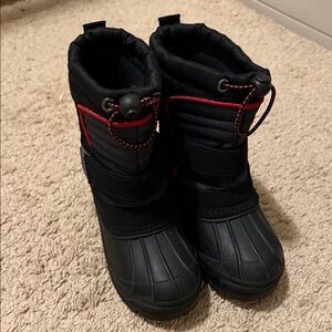 Kids Black and Red Winter Boots